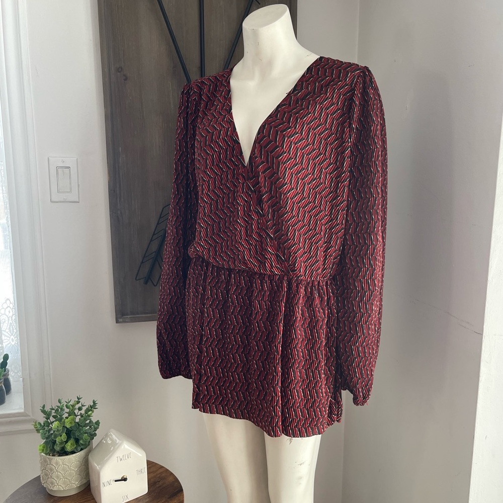 Lily Morgan Ribbed Mock Wrap Blouse Size 1X